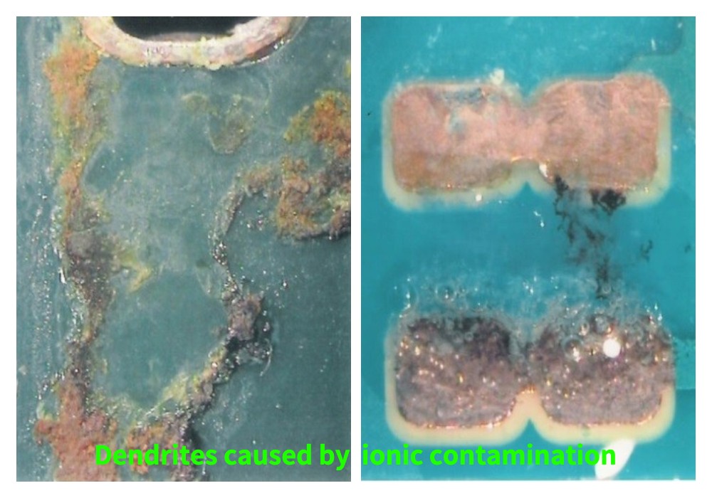 Dendritter forårsaget af ionisk forurening